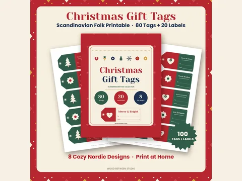 Scandinavian Christmas Gift Tags: preview