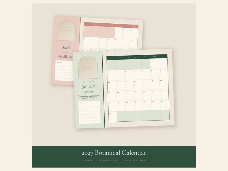 2027 Botanical Calendar: printable preview