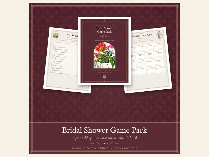 Bridal Shower Game Pack: printable preview
