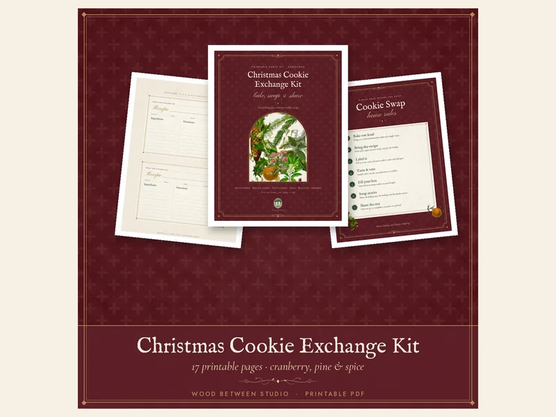 Christmas Cookie Exchange Party Kit: printable preview
