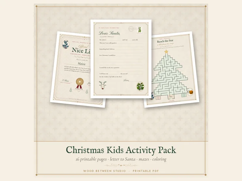 Christmas Kids Activity Pack: printable preview