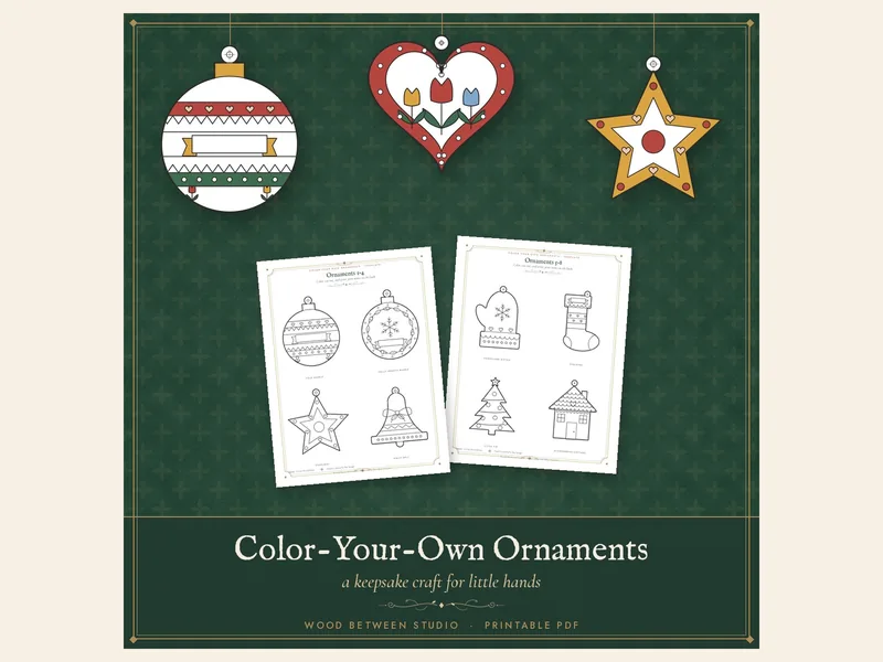 Color-Your-Own Paper Ornaments for Kids: printable preview