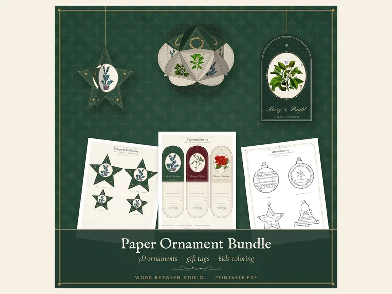 Paper Ornament Bundle: printable preview