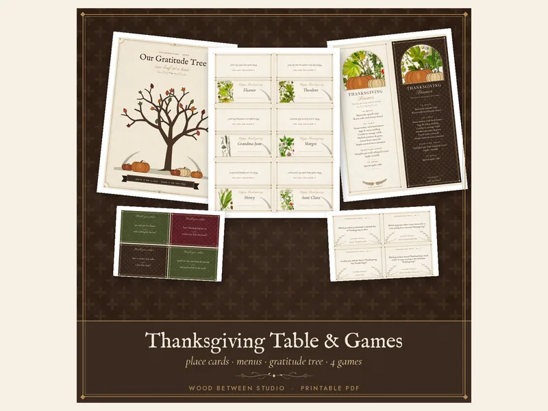 Thanksgiving Table & Games Pack: printable preview