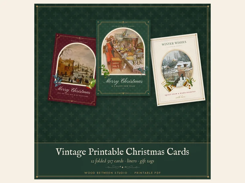Vintage Printable Christmas Cards: printable preview