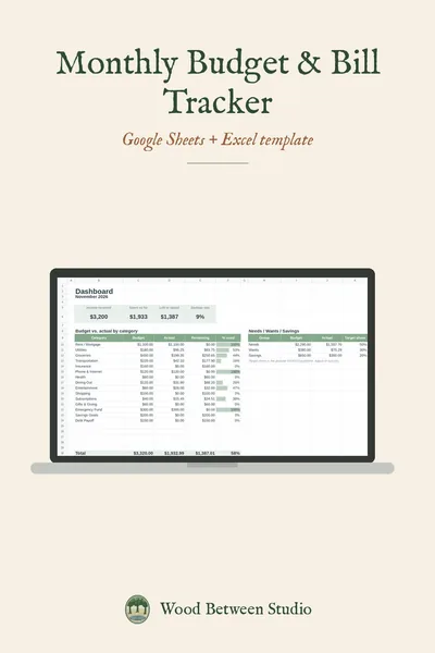 Simple Monthly Budget & Bill Tracker product image