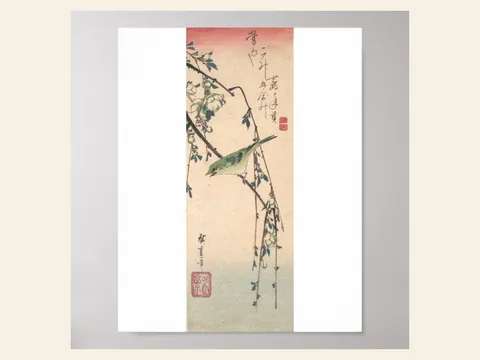 Warbler on a Plum Branch by Hiroshige: preview